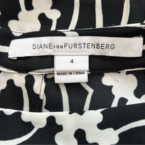 Diane von Furstenberg Soleil Slit-Back Romper Black and White Size 4 - Picture 5 of 16